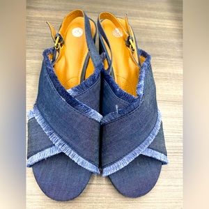 Denim sandals 2 1/2 inch. Wore a few times, excellent condition